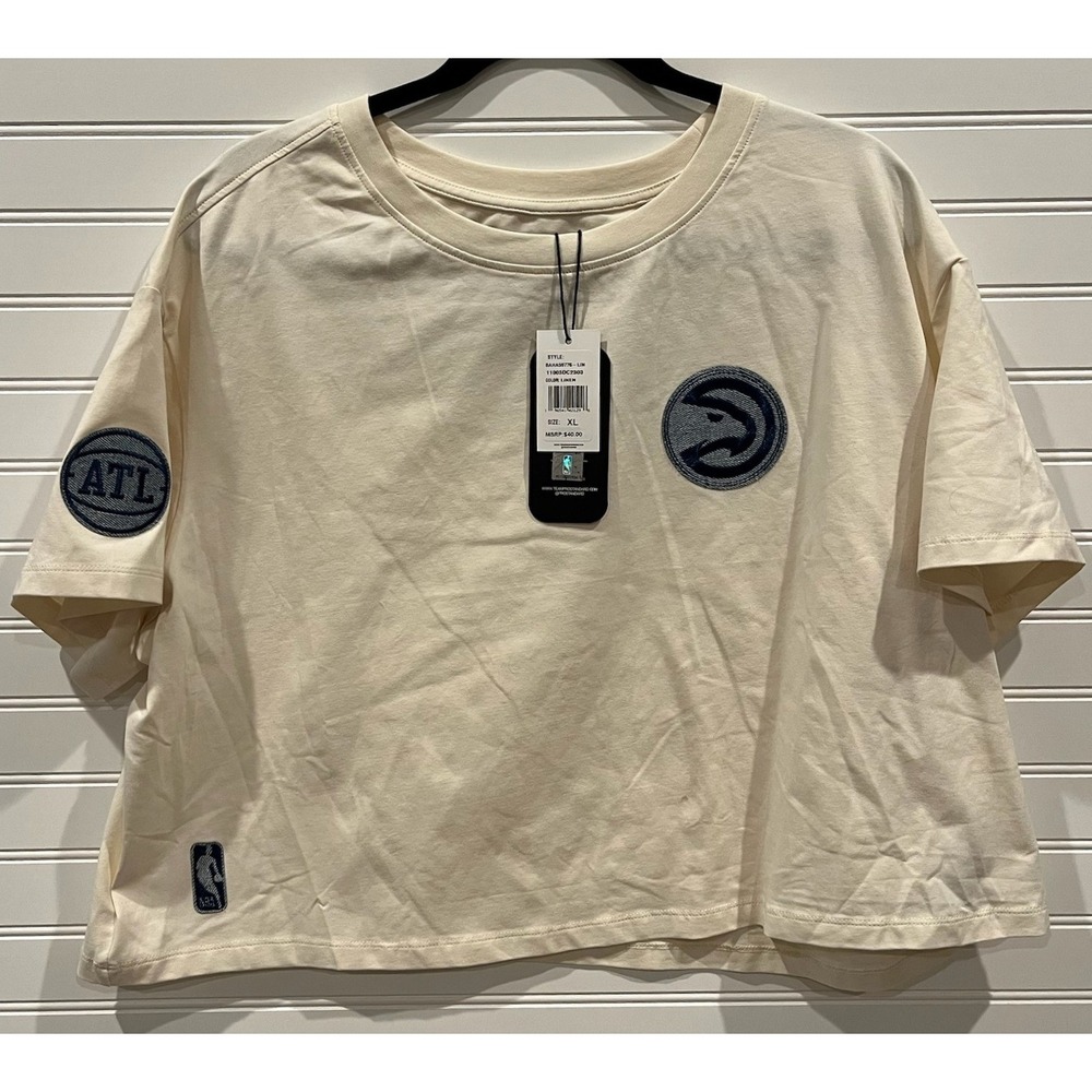 Pro Standard Atlanta Hawks NBA Cropped T-Shirt Linen Cream XL, NWT